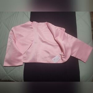 Elegant Pink Satin Bolero Jacket